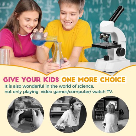 LAKWAR Microscope for Kids Children Student 40X-800X,Compound Biological Educational Microscope with Smartphone Adapter, Slides Set for Beginners