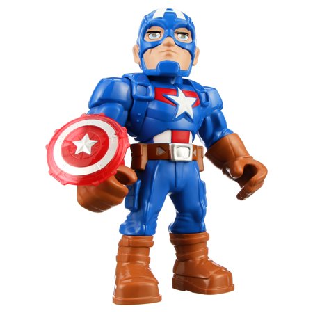 Playskool Mega Mighties Marvel Captain America Action Figure, 10 Inches