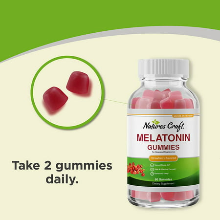 Melatonin Gummy Vitamins 5mg - Pure Melatonin Gummies for Adults - Natural Sleep Aid and Insomnia Relief - Nature's Craft 60 Gummies Deep Sleep Supplement