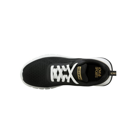 Love & Sports Women's Lace-up Mesh Athletic SneakersBlack/Gold,