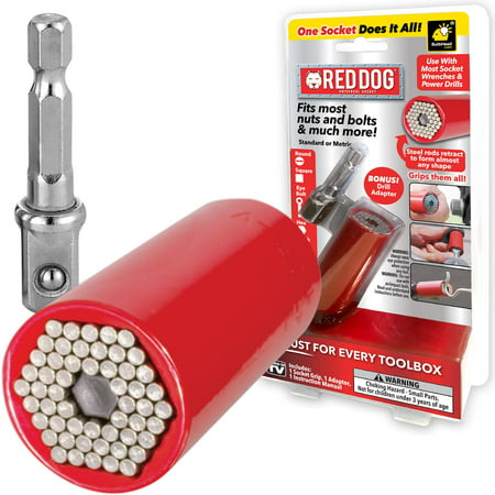 Red Dog Socket AS-SEEN-ON-TV w/ Bonus Drill Adapter Use with Most Socket Wrenches & Power Drills