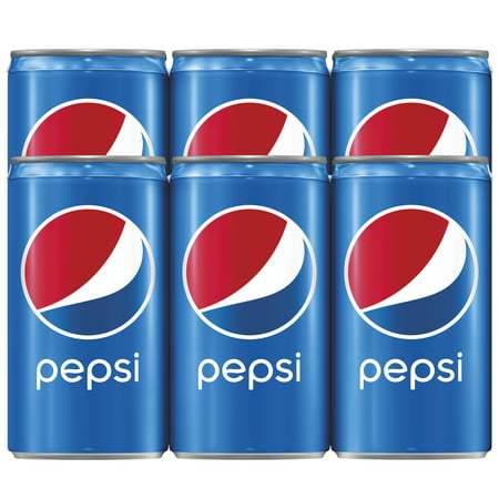 Pepsi Cola Soda Pop, 7.5 oz, 6 Pack Mini Cans