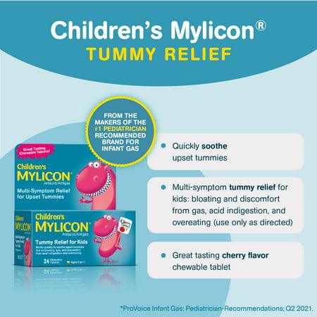 Children's Mylicon Tummy Relief for Kids, Cherry Flavor, 24ct