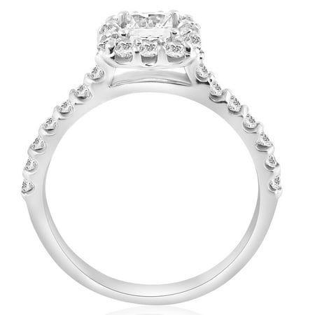 Princess Cut Diamond Engagement Ring 1 1/10 Ct Halo Band 14k White Gold, White Gold, 8.5