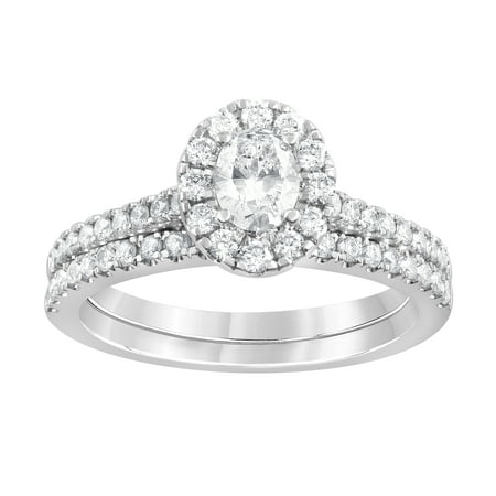 Unique Moments 1 ct Lab Grown Diamond Oval Bridal Set in 14K White Gold (G-H, SI1-SI2)