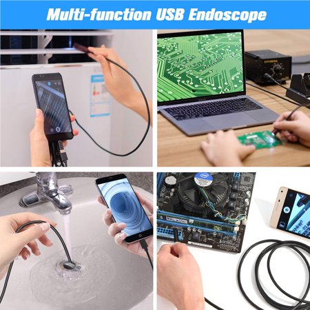 6.5ft USB Snake Inspection Camera, TSV 0.3 MP IP67 Waterproof USB/Micro Endoscope, Type-C Borescope Camera with 6 LED Lights Fits for OTG Android, Windows, MacBook, Computer, 6.6ft / 2M