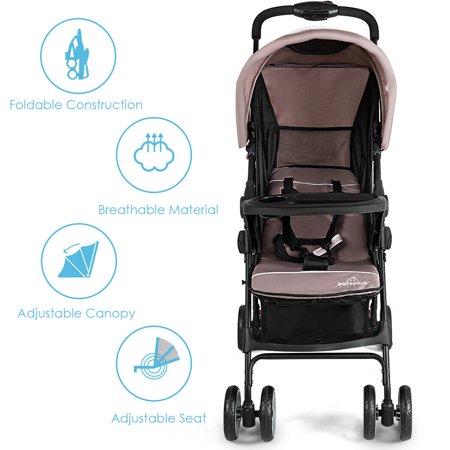 Costway Foldable Lightweight Baby Stroller Kids Travel Pushchair 5-Point Safety System