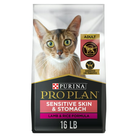 Purina Pro Plan Sensitive Skin and Stomach Cat Food, Lamb and Rice Formula, 16 lb. Bag, Lamb and Rice, 16 lbs