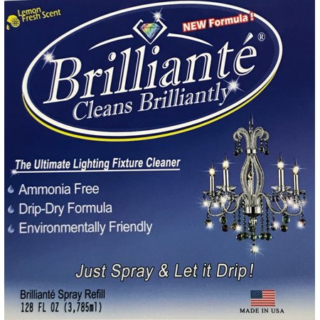Brilliante Crystal Chandelier Cleaner 1 Gallon Refill Environmentally Safe, Ammonia-free, Drip-dry Formula, Made in USA