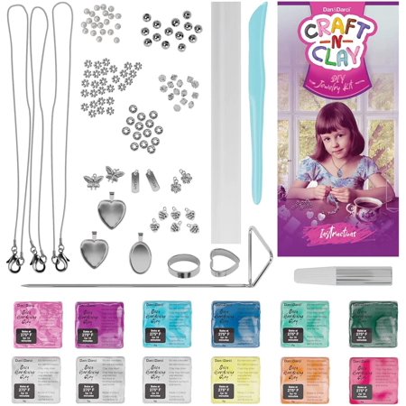 Dan&Darci Make Your Own Clay Jewelry Arts and Crafts Kit for Girls Gifts Ages 8-12 Teen Years Old - DIY Girl Craft Christmas or Birthday Gift for Kids & Teens - Makes 3 Bracelets and 3 Necklaces