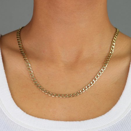 Nuragold 14k Yellow Gold 4.5mm Cuban Curb Link Chain Pendant Necklace, Mens Womens with Lobster Clasp 18" - 30"