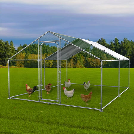 Vitesse Large Metal Chicken Coop, Wire Chicken coops Runs,Galvanized Walk-in Poultry Chicken Hen cage , Rabbits Duck Cages with Waterproof and Anti-Ultraviolet Cover for Outside,Backyard and Farm, 13.1? L?9.8? W?6.4? H