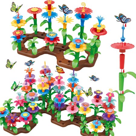 Flower Garden Building Toys, Build a Bouquet Sets for 3 4 5 6 Year Old Toddler Girls, Arts and Crafts for Little Kids Age 3yr Up, Christmas Birthday Gifts for Creativity Play (76PCS)Multicolor-76Pcs,