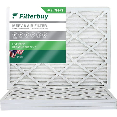 Filterbuy 16x20x1 MERV 8 Pleated HVAC AC Furnace Air Filters (4-Pack), 16x20x1