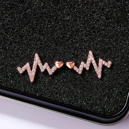Jewelry for Women Fashion Style Ladies Heartbeat Fashion Jewelry Gift Necklace EarringsRose Gold,