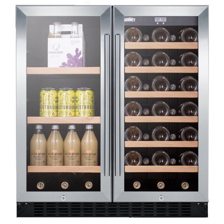 Summit Appliance 33 Bottle Dual Zone Convertible Wine Cooler, Stainless Steel