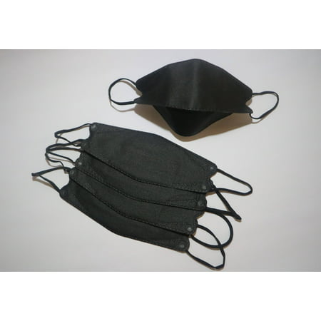 4Ply Black Disposable Face Mask - Scalloped Edges Foldable Masks - Pack of 10, long type