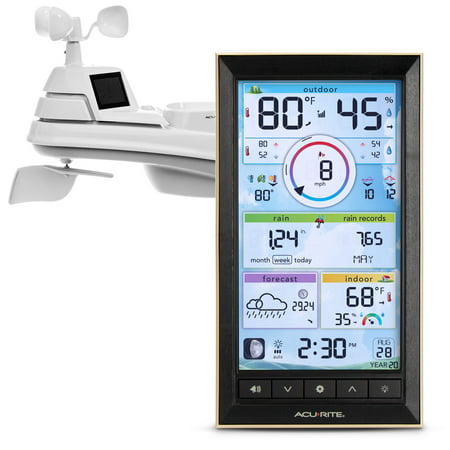 AcuRite Iris? (5-in-1) Weather Station with Vertical Color Display for Indoor/Outdoor Temperature and Humidity, Wind Speed and Direction, and Rainfall with Built-In Barometer (01539MCB)