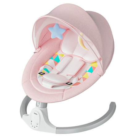 SINGES Baby Swing, Infant Bouncer Seat, Intelligence Timing 5 Gears Adjustment & Washable Baby ChairPink,