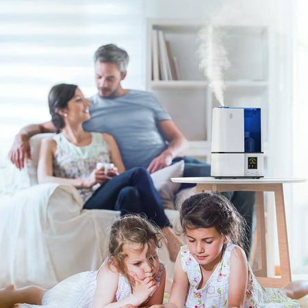Taotronics Humidifiers, 4L Cool Mist Ultrasonic Humidifier for Bedroom Home Large Room, LED Display With Humidistat, Waterless Auto Shut-Off Blue (1.06 Gallon, US 110V), WhiteBlue,