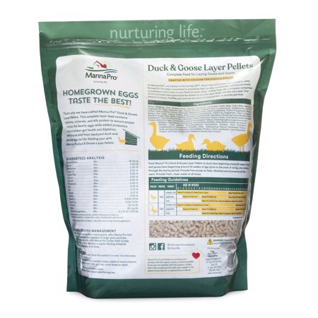 Manna Pro Duck and Goose Layer Pellets, Crafted with Calcium for Strong Shells, 8 lbs