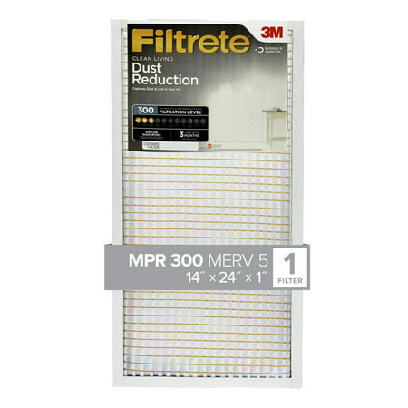 Filtrete 14x24x1, MERV 5, Dust Reduction HVAC Furnace Air Filter, 300 MPR, 1 Filter, 14x24x1