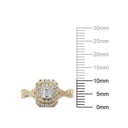 1/2 Carat T.W. (I2 clarity, H-I color) Brilliance Fine Jewelry Emerald cut Diamond Engagement Ring in 10kt Yellow Gold, Size 7Yellow,