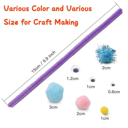 Hiveseen Arts and Crafts Supplies, Craft Materials Kits for Kids Includes Pom poms, Pipe Cleaners, Popsicle Sticks, Feather, Sequins, Googly Eyes for Girls