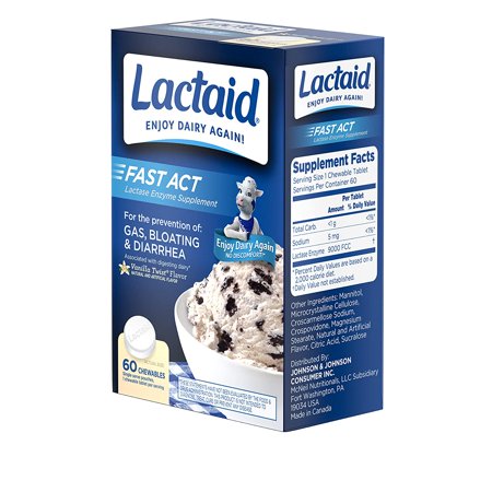 Lactaid Fast Act Chewables Vanilla Twist 60 Ct, 3-Pack