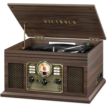 Victrola 6-in-1 Nostalgic Bluetooth Record Player with 3-speed Turntable (Espresso), Espresso