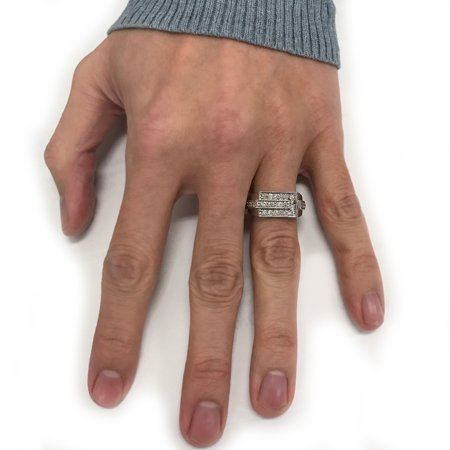3/4ct Diamond Mens Wedding Ring 10k White Gold, White Gold, 8.5