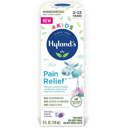 Hyland's Naturals 4 Kids Pain Relief, Grape Flavor, 2-12 years, 4 oz, Pack of 3