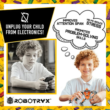 JitteryGit Robot STEM Building Toys for Boys | Christmas Gifts for Kids Ages 7 8 9 10 11 12 13 14Orange,