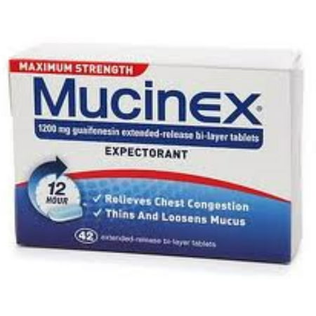 Mucinex 12 Hour Expectorant Tablets Maximum Strength 42 Tablets (Pack of 4)