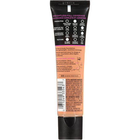 L'Oreal Paris Infallible Total Cover Foundation, Sun Beige, 1 fl. oz.308 Sun Beige,