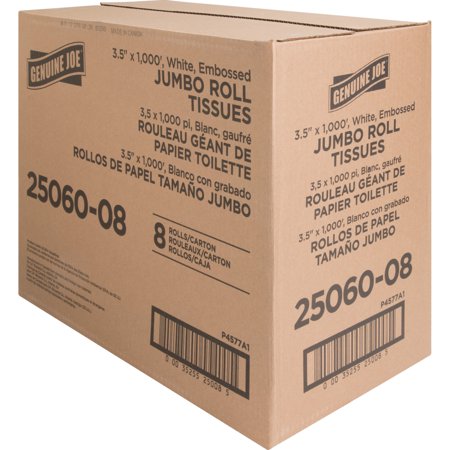 Genuine Joe, GJO2506008, Jumbo Dispenser Roll Bath Tissue, 8 / Carton, White