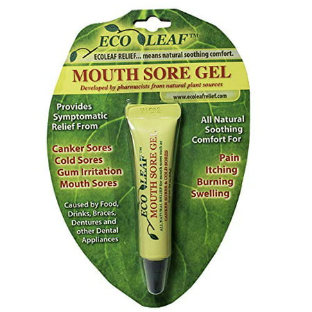 ECOLEAF Natural Mouth Sore Gel Symptomatic Relief from Canker Sores Cold Sores Gum Irritations | Made in the USA with Organic Plant Extracts & Oils | Soothing Comfort for Pain Itching Burning Swelling