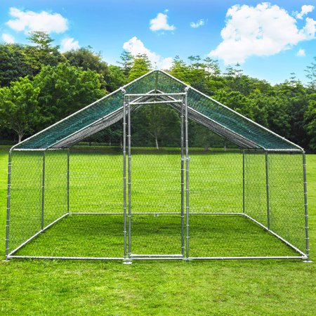 TOETOL Extra Large Metal Chicken Coop Walkin Poultry Cage Hen Run House Rabbits Habitat Cage Spire Shaped Coops, 13.0' L x 9.8' W x 6.5' H