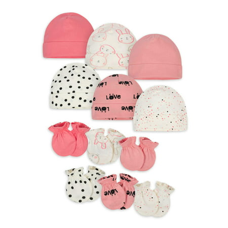 Onesies Brand Baby Girl Caps & Mittens Accessories Baby Shower Gift Set, 12-Piece, BUNNY, Newborn