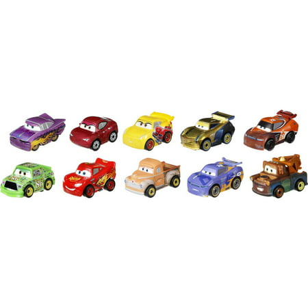 Disney Pixar Cars Mini Racers Derby Racers Series 10-Pack, Collectible Compact Movie Vehicles