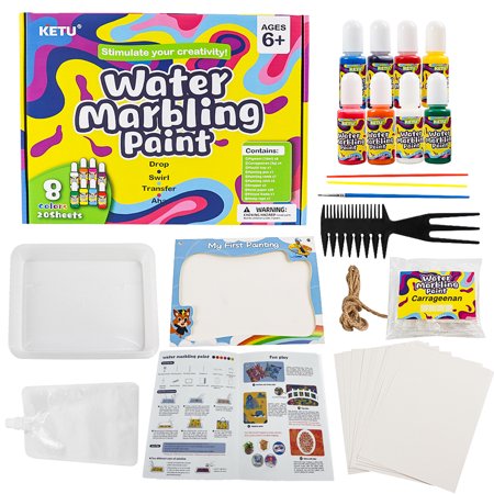 Marbling Paint Art Kit for Kids, Arts and Crafts for Girls & Boys Ages 6-12, Craft Kits Art Set, Paint Gift Ideas for Kids Activities, Marble Painting Kits