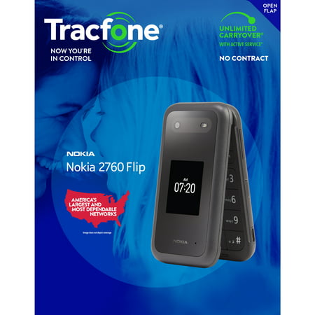 TracFone Nokia 2760 Flip, 4GB, Black- Prepaid Feature Phone