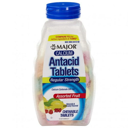 Major Calcium Antacid Tablets Regular Strength, OTC Medicine for Sour Stomach, 500mg 150Ct