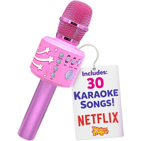 Move2Play Bluetooth Wireless Kids Karaoke Microphone, Pre-Loaded 30 Famous Songs, Gift Toys for Girls Age 4 5 6 7 8 Year OldsPink,