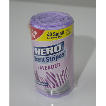 Hero Tall Kitchen Trash Bags, 4 Gallon, 40 Bags (Lemon Scent), Odor Neutralizer, Flap Ties, Lavendar and White in Color
