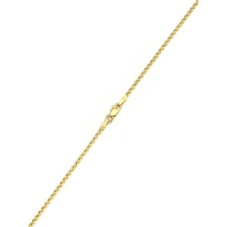 Floreo 10k Yellow Gold Hollow Rope Chain Necklace with Lobster Claw Clasp for Women and Men, 2mm, 22"