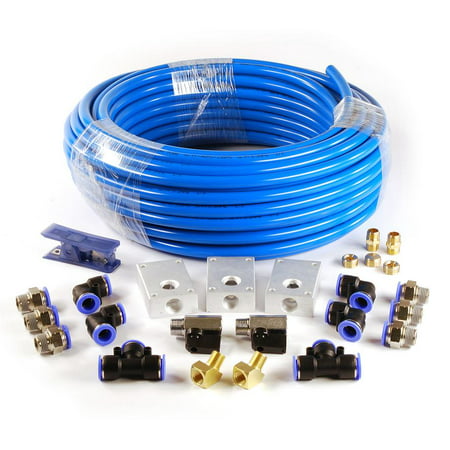 Primefit PCKIT26 Air Piping System, 26-Piece Air Push To Connect Kit with 1/2-Inch x 100-Feet Nylon Tubing