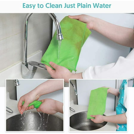 SUGARDAY Microfiber Cleaning Cloths 10 Pack - Reusable Cleaning Rags Towel for Glass Kitchen Polish Housekeeping
