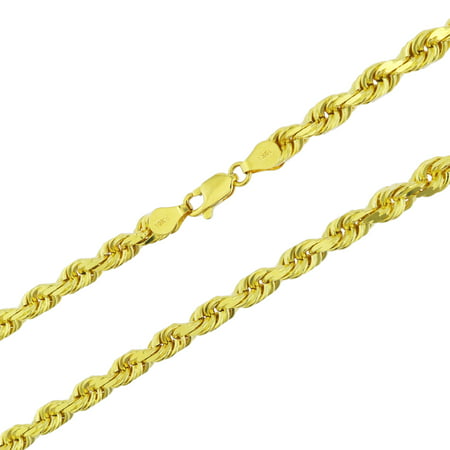 Nuragold 10k Yellow Gold 6mm Rope Chain Diamond Cut Pendant Necklace, Mens Jewelry with Lobster Clasp 20" - 30"