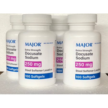 4 Pack Stool Softener 250mg. Major Docusate Sodium 250mg.